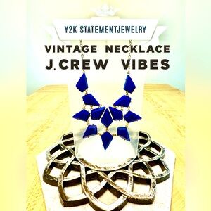 Vintage Statement Necklace Blue Silver
